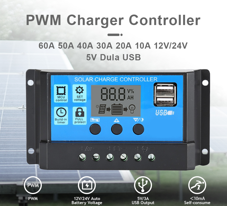 Details about   30A Negative Ground Solar Charge Controller 12V/24V plus USB Output 