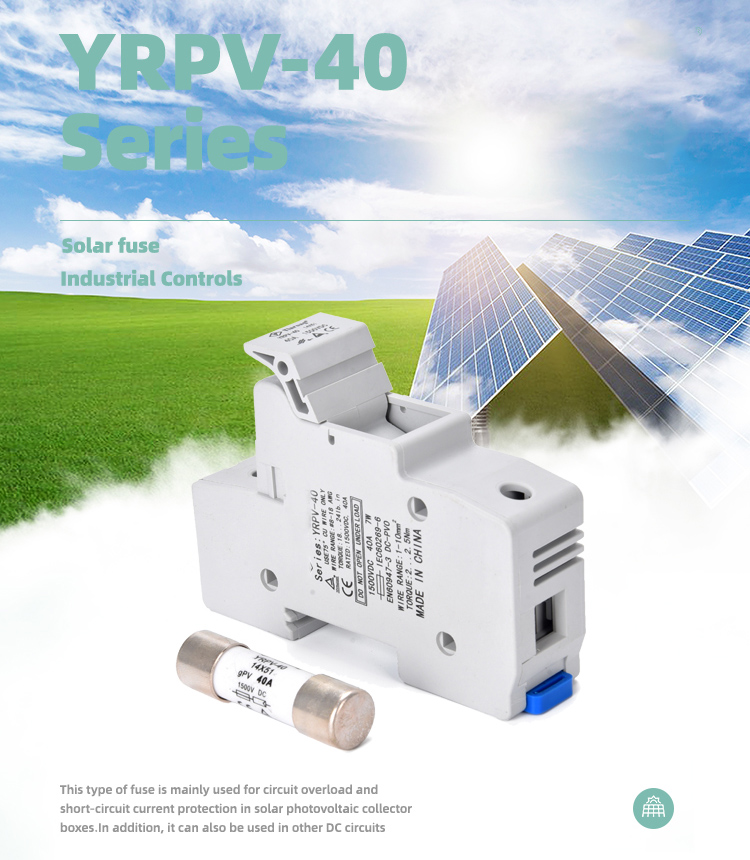 Porta fusível solar YRPV-40 1500v 40A