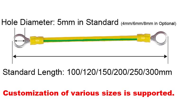 přizpůsobená velikost zemnícího kabelu